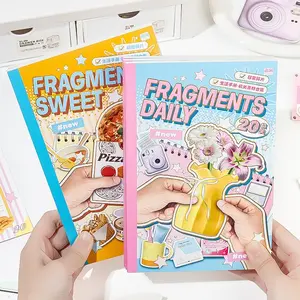 20 Pages Cute Cartoon Food Theme Creative Scrapbook Material, Adorable DIY Decorative Stickers for Journals, Cards, & More, Adhesive Stickers, Sticker Paper