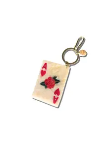 Hand-Painted Ace of Hearts Bag Charm + Keychain | Eco-Friendly