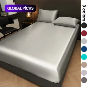 Solid Color Satin Fitted Sheet and Pillowcase Set, Silky Bed Sheets, Soft Breathable Sheet, Soft & Comfortable Bedding Set for Bedroom & Hotel #GLOBAL PICKS