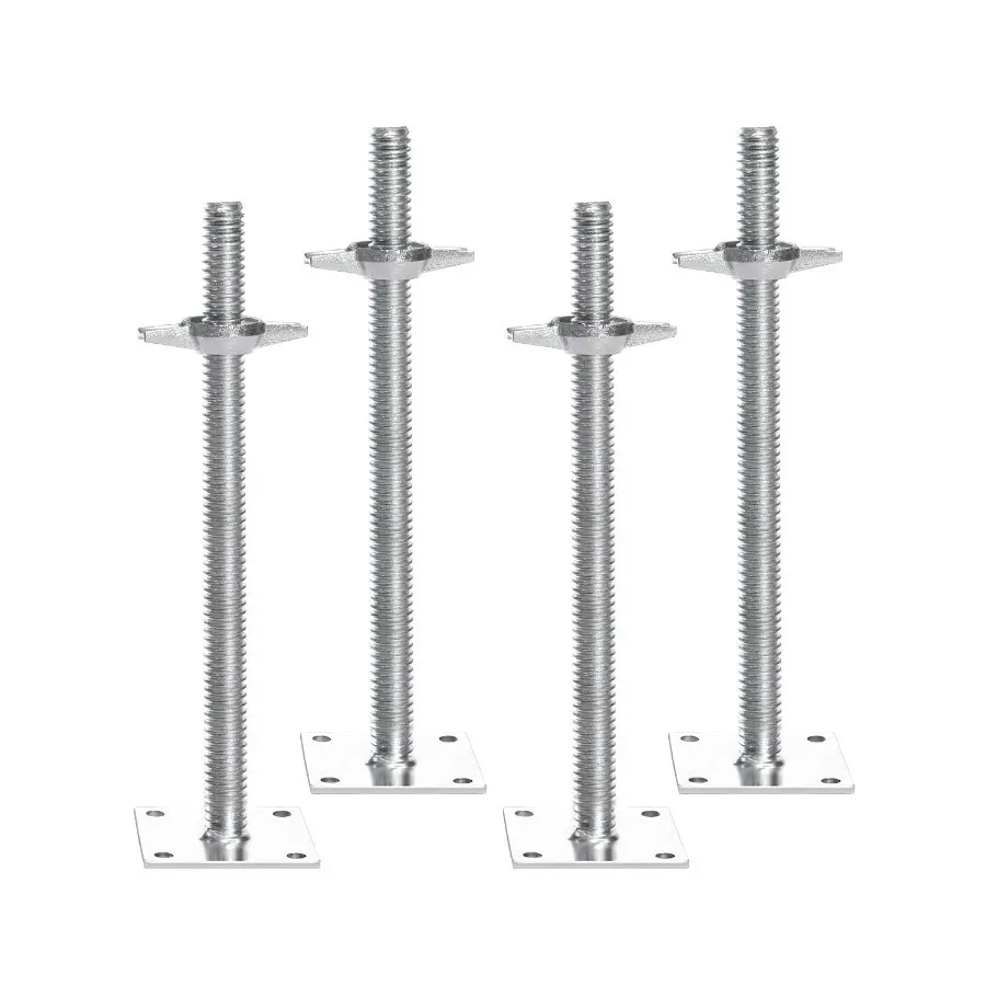 VEVOR 4-Pack Adjustable Leveling Jacks, 18.2 In Adjustable Height 3307lbs/1500kg Total Load Capacity Scaffold Jacks Feet, Solid Carbon Steel Screw Jacks for Baker-Style Scaffolding Equipment, Silver
