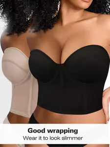 Plus-Size Underwired Push-Up Bra, Solid Underwire Bra, with Anti-Spread Design for Lift and Support with Wide Straps Detachable Strapless Cup for Versatile Wear High-Side Coverage to Minimize Side Bulge Suitable for All Seasons Chic Underwear