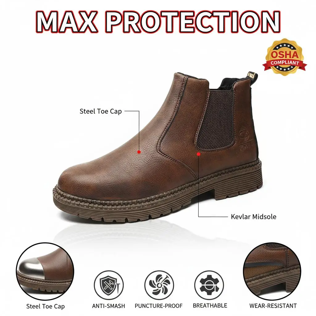 Splash-proof Smash-proof Puncture-proof Breathable Safety Shoes Unisex Chef Work Shoe Waterproof Anti-slip Durable Outdoor Comfortable Men Women Slip Resistant Plumbing Heating HVAC Sneakers Electrician Contractor Footwear Occupational Safety Boots