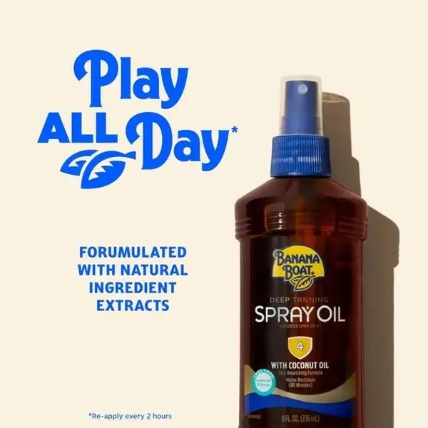 Banana Boat Spray de Aceite para Bronceado Profundo con Aceite de Coco, SPF 4, 8 Fl Oz