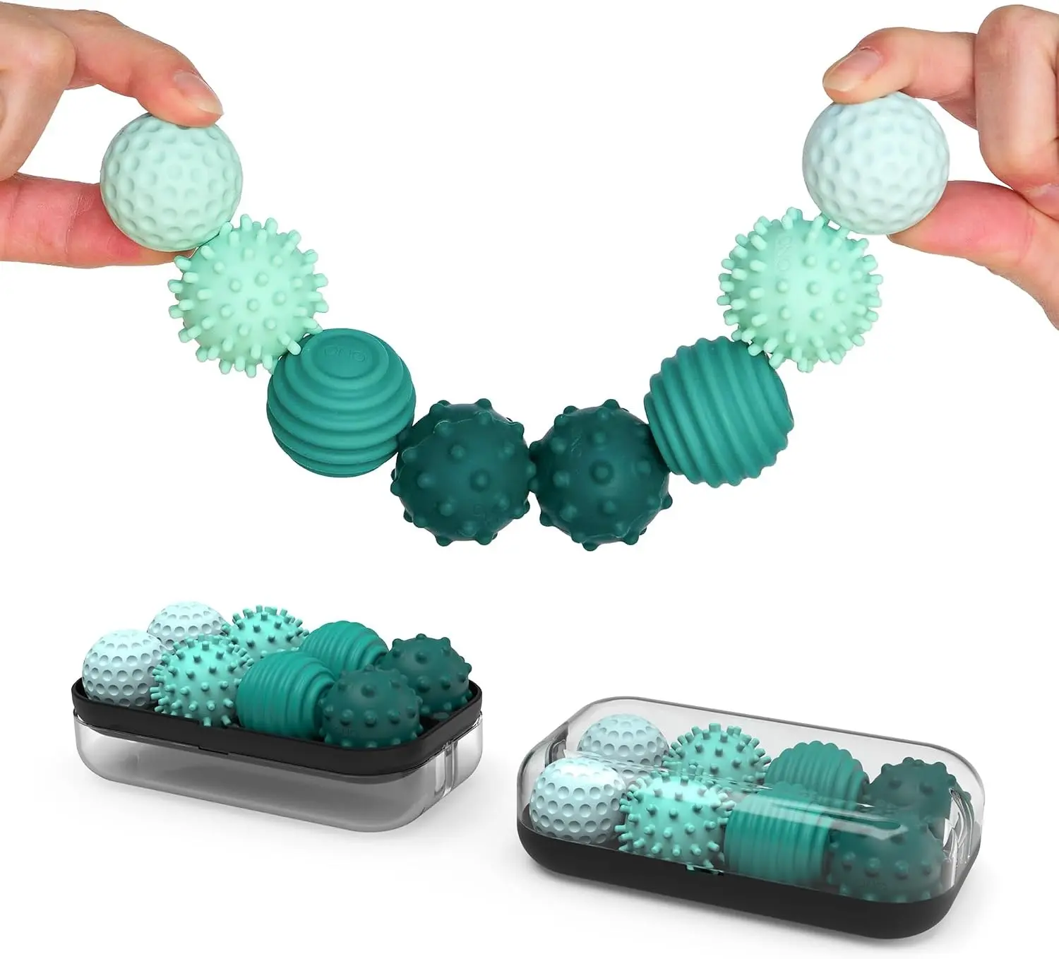 Silicone Magnetic Balls with Textured Dimples, Bumps and Waves, Fun Fidget Toy for Adults, Help Relieve Stress Anxiety Tension, Turquoise, Set of 8