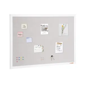 VEVOR 48"x36" White Cork Board with Linen Surface – Stylish Wall-Mounted Bulletin Board for Home, School, Office – Elegant & Functional Noticeboard