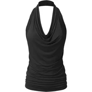 Sports & Outdoors Sports & Outdoors EIMIN Women's Casual Halter Neck Draped Front Sexy Open Back Tank Top (S-3XL)