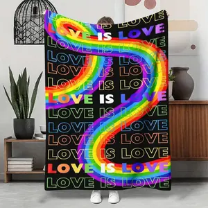 Contemporary LGBT Pride Flag Throw Blanket - Reversible 280GSM Flannel, Digital Print Cartoon Rainbow Theme Flag Pattern Blanket, Soft Cozy for Couch & Bed, Ideal for Home Decor, Graduation 2026 Gift, Flag Pattern Blankets, Rainbow Theme Blankets