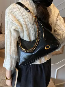 Korean Fashion Chain Bag, Vintage Wax Leather Shoulder Bag, Simple Commuter Crossbody Bag for Women, Multiple Combinations