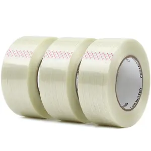 3Pack Mono Filament Strapping Tape 6.2mil x 2Inch x 60yds Commodity Grade Heavy Duty Transparent Reinforced Fiberglass Tape