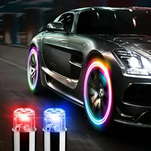 Colorful LED Wheel Valve Lights Motorcycles Bicycles Car Wheel Tire Valve Caps Universal Dustproof Bicycle Valve Cover 2025