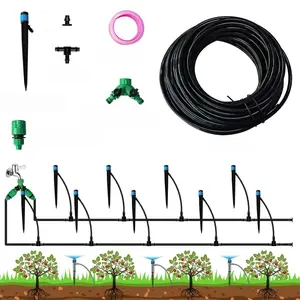 Drip irrigation system pushtoconnect adjustable irrigation set for garden raised beds complete garden watering system 14 emitters and 59ft flexible tubing quick connectors 59