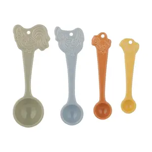 Mason Cash Home to Roost Measuring Spoons Set of 4 - Durable Earthenware with Folk Floral Hen & Rooster Design - Yellow Blue Orange Yellow Colors - Chip Resistant & Dishwasher Safe