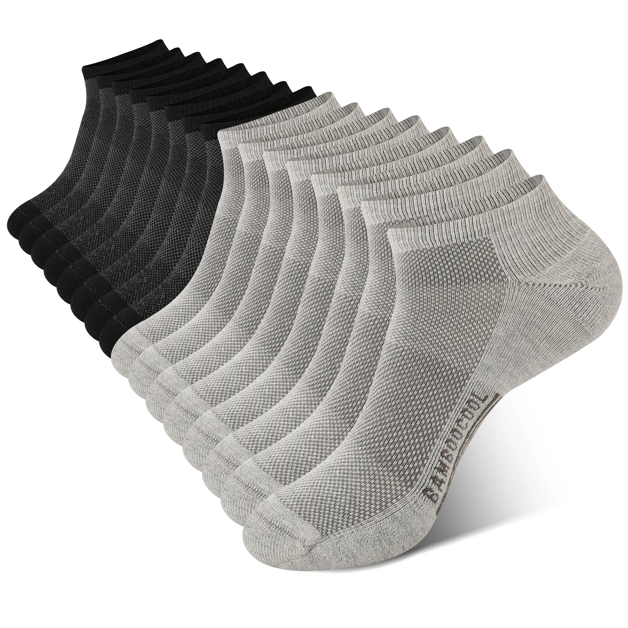 BAMBOO COOL Men's 8-Pack Black Bamboo Ankle Socks, Breathable All Seasons Basics with Arch Support & Cushioned Sole for Outdoor & Working Out, Yard Work