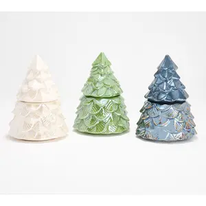 HomeWorx by Slatkin & Co. S/3 4oz Ceramic Iridescent Tree Candles