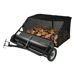 VEVOR Tow Behind Lawn Sweeper, 50 in Pull Behind Lawn Sweeper, 26 cu. ft Large Capacity Leaf & Grass Collector, Heavy Duty Garden Sweeper with Adjustable Sweeping Height for Yard, Lawn, Farm