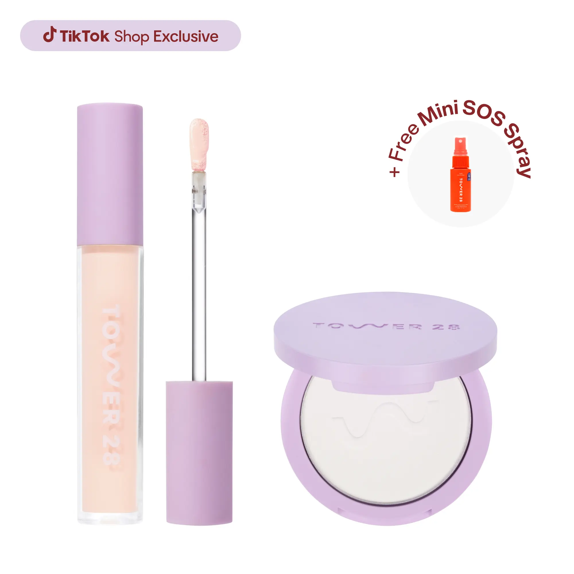 Tower 28 Swipe and Set Bundle - Swipe Serum Concealer & GetSet Pressed Powder - Hydrating & Concealing Makeup Set