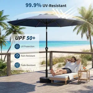 Outdoor 10FT Patio Umbrella – UV-Resistant Table Parasol, Push-Button Tilt & Crank System, 8 Fiberglass Ribs – Rectangular Sunshade for Patio, Yard, Deck & Pool