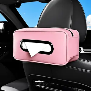 HOLDCY Car Tissue Holder - Universal Soft PU Faux Leather Box with Quick-Release Clip for SUV/Truck, Extra Large Design Tissue Box Storage Fits Seat/Backrest/Center Console/Visor (Pink)