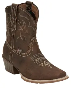 Justin Women's Women'S San Jose Western Booties Square Toe - Mj2103-Dk Brn