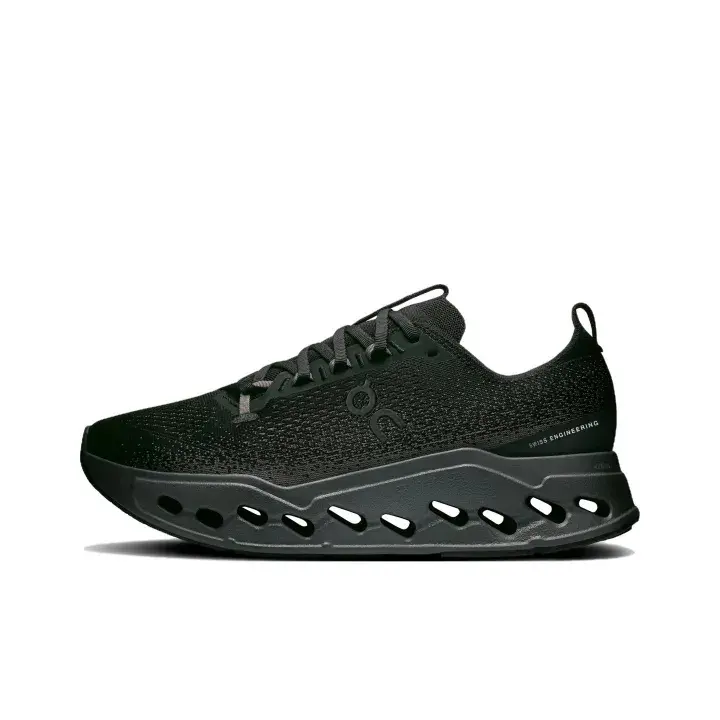 brand new unopened full black fly knit thick sole running shoe high stretch fly knit upper hollow cushion midsole light weight wear resistant anti‑slip gym daily hybrid running shoe