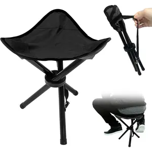 Travel Folding Camping Stool, 14.6 inches Tripod Chair and Maximum weight 300 lbs Outdoor Portable Party Chair Fishing Chairs Seat for Camping Fishing Hiking Gardening and Garden Painting Black