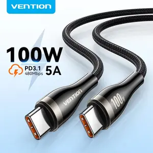 Vention 100W USB Type C To USB C Cable for Iphone 17 Quick Charging Super Fast Charging USB-C PD Charger Wire Cord for Iphone 16 15 Macbook Samsung 1.2m 2m