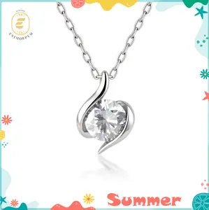 Moissanite 1ct Exclusive Memory Twist Radiance Pendant Necklace Silver-Plated Birthday Wedding Engagement Anniversary Valentine's Day Daily Wear