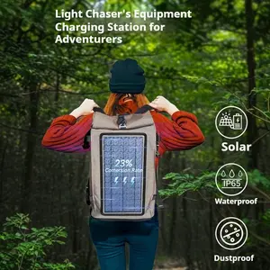 Waterproof Solar Charging Backpack | Camping Gear Outdoor Solar Backpack with USB Charging Port Solar Powered Hiking Backpack | Large Capacity Charge Anywhere Backpack  Solar + Outdoor Gear