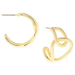 Marlyn Schiff 3/4" Interlocked Twist Hoop Earrings