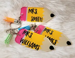 Custom Teacher Pencil Keychain, Custom Teaches Acrylic Keychain, Gift From Kids, Back to school