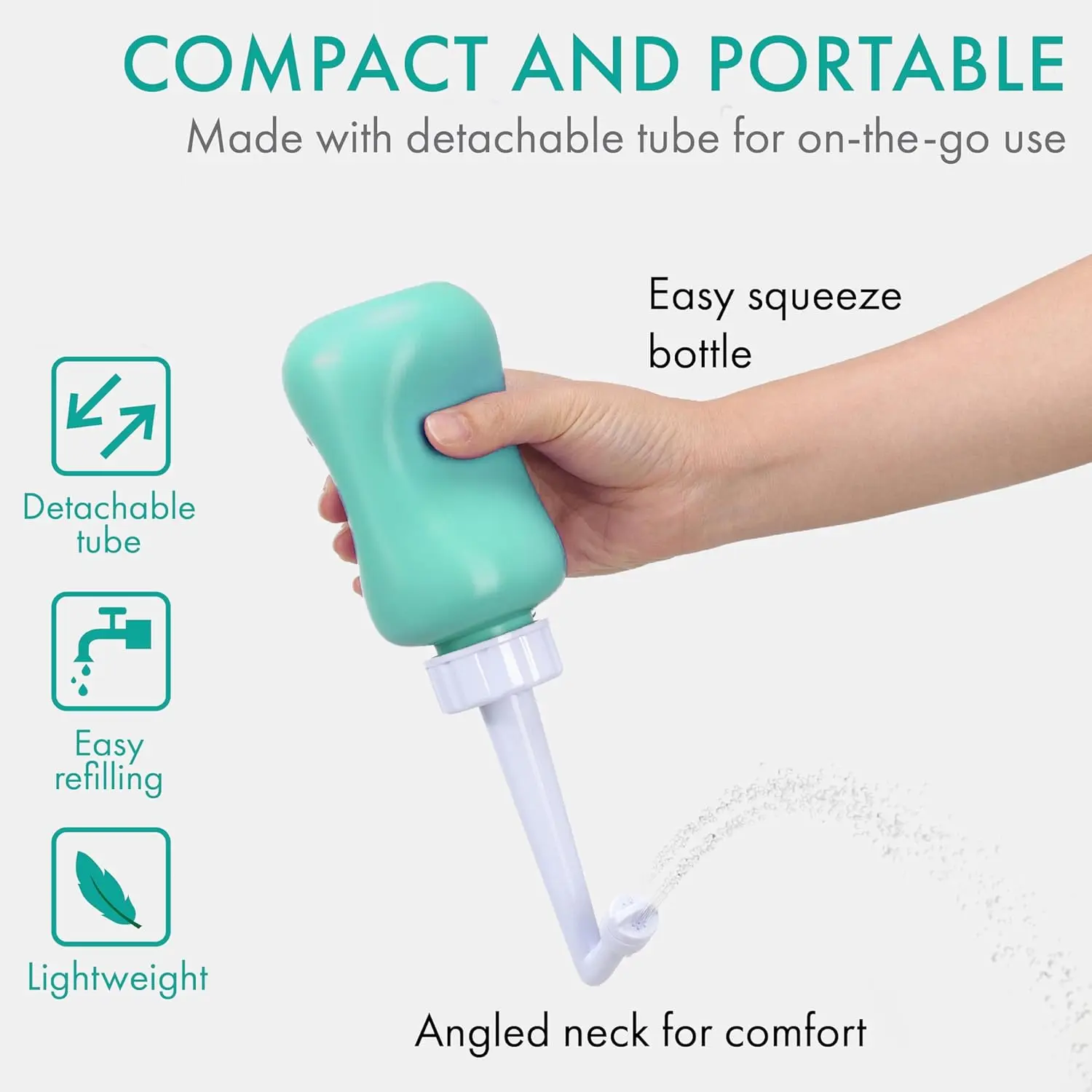 Portable Bidet Peri Bottle for Postpartum Care and Easy Cleansing, 12oz Compact Form with Angle Nozzle for New Mothers, Includes Waterproof Bag, Lightweight