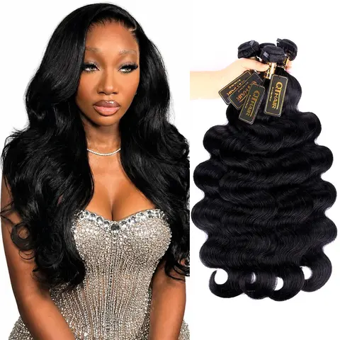 QTHAIR Brazilian Body Wave Bundles / LooseDeep Wave Bundles 100% Unprocessed Human Hair 1B Natural Black 5x5 HD Lace Closure/4×4 Transparent Lace Closure Weft Hair Extensions for Quick Weave Traditional Sew in for Black Women #TikTokShopFallDealsForYou