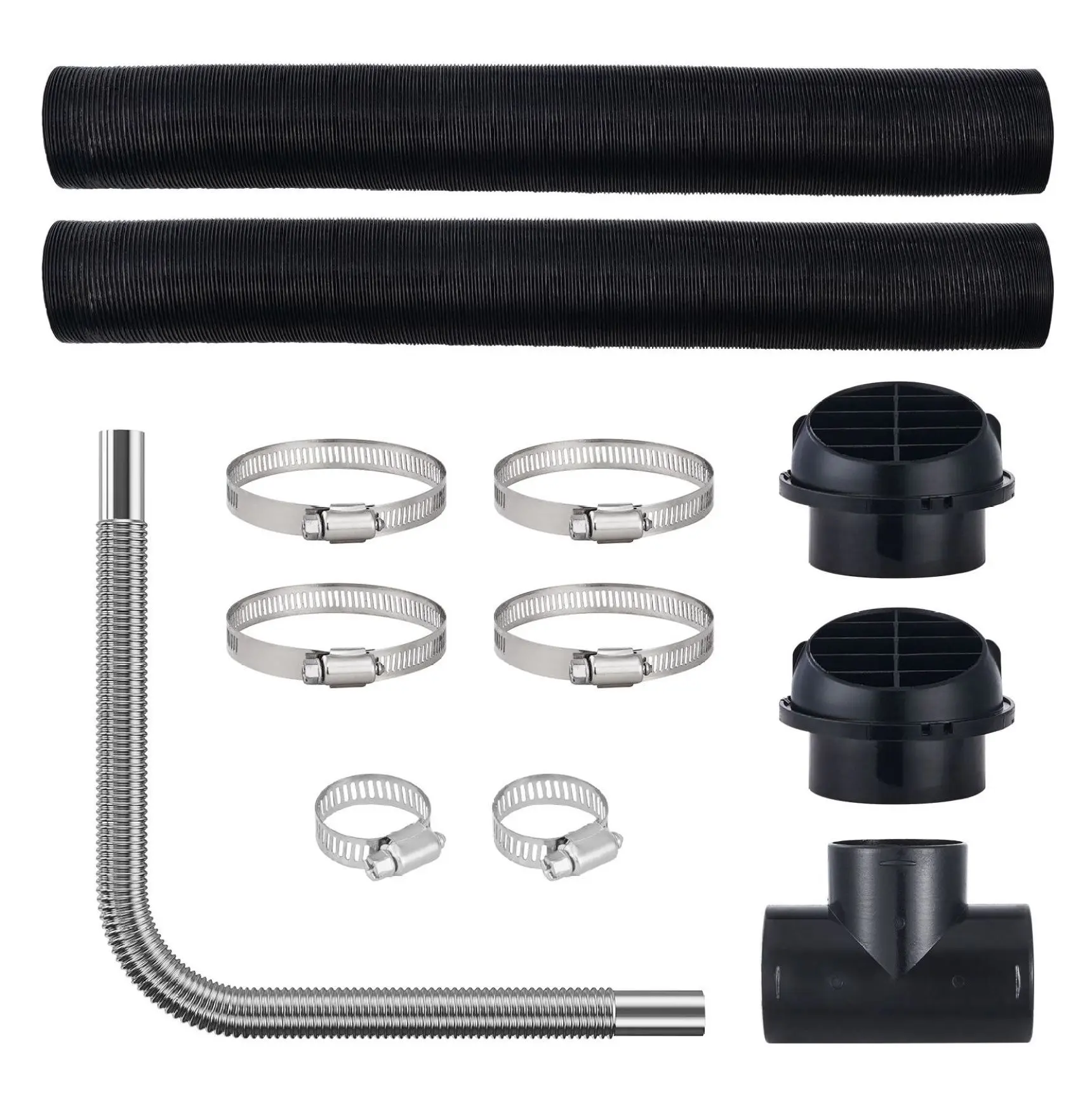 Diesel Heater Ducting Kit 3", Extendable Air Hose & Exhaust Pipe, 5KW/8KW Heaters, 2 Vents, Tee Connector, Clamps - Diesel Heater Accessories Default