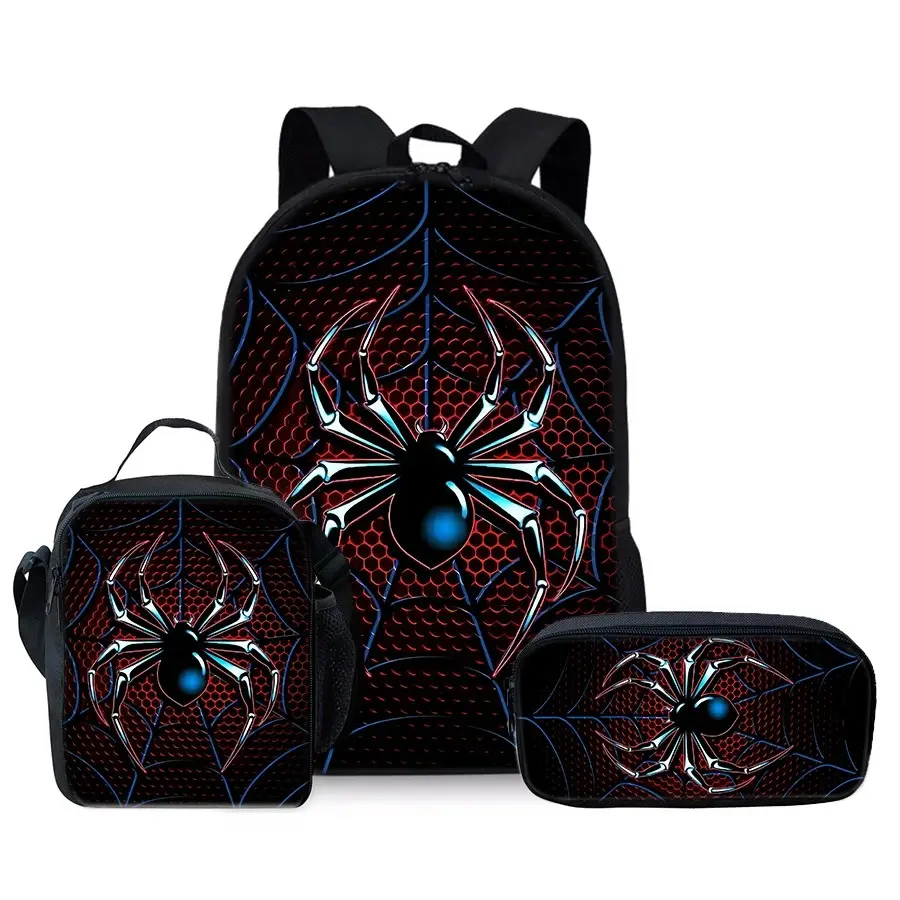 Spider Pattern Three Piece Set Backpacks For Boy And Girls Best Gifts 3D Cartoon School Backpack For Children