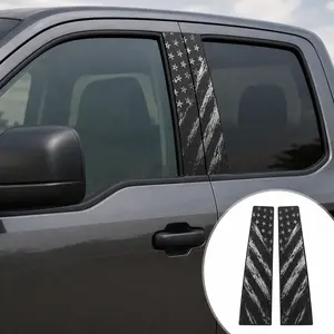 2 Pack Car B Pillar Decal Stickers – American Flag Vinyl Wrap for Side Door Center Pillar Trim Decoration, Waterproof Exterior Car Styling