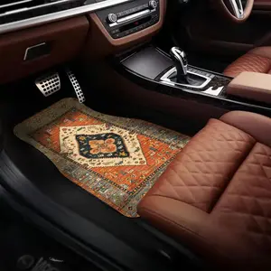 Vintage Pattern Car Floor Mat, Anti-slip Car Front & Rear Floor Mat, Universal Car Interior Decoration Accessories, Car Mats