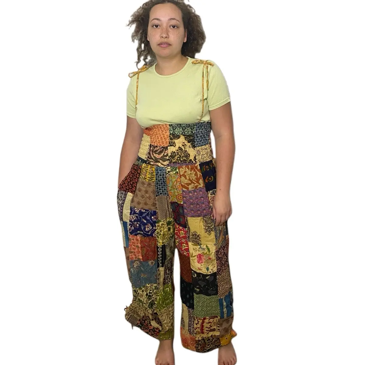 Patchwork Print Drawstring Jumper/Pants