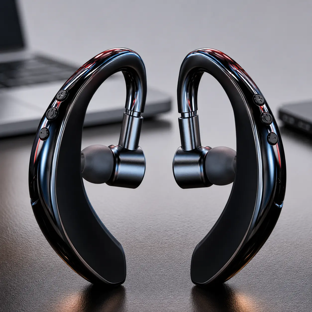 1PC Rechargeable Wireless Bluetooth 5.0 Audio Headset Earpiece with Button, Mics & Noise Cancellation, Charging Batteries Earbud for Truckers, Ideal for Driving