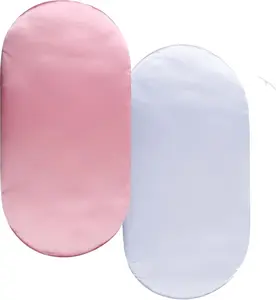 Satin Bassinet Sheet Set 2 Pack Ultra Soft Silk Fit for Rectangle, Hourglass, Oval Bassinet Mattress Protect for  Hair and Skin Cradle or Bassinet Sheets, Pink & White