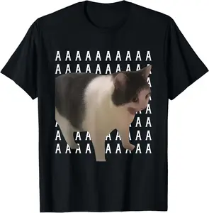 100% Cotton Screaming Cat Meme Funny Internet Meme Silly Cat Cute Kitten T-Shirt