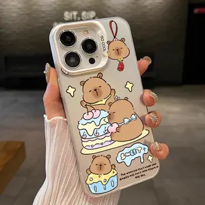 Phone case for iPhone 16 Pro Max 15 Plus 14 13 12 11 XR E XS Cake Capybara Pattern Anti-Scratch Shockproof Pocket-Friendly durable Cover