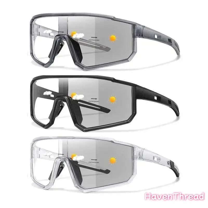 Unisex 3-Pack Photochromic Sports Eyewear - Classic Frame Windproof Glasses for Adults, Universal Fit Cycling Accessories Adults