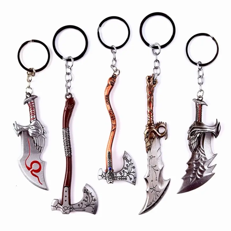 God of War Metal Keychains, Kratos Leviathan Axe, Blades of Chaos, Guardian Shield