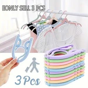 Portable Folding Clothes Hanger with Non-Slip Handle, Durable Plastic, Ideal for Travel and Home Use, Convenient and Lightweight Design