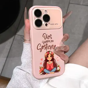 Dios Siempre Me Sostiene God Always Upholds Me Dopamine Ins Style Solid Color Phone Case with Ultra Skin friendly Touch, All Inclusive Lens Phone Case Suitable for iPhone 17 16 15 14 13 12 Pro Max Air Cute Christian Faith Girl, Religious Gift