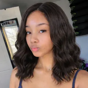 VOSILK Medium Length LaceWavy Wig Short Curly Brown Wig for Women Synthetic Middle Part Heat Resistant Fiber Brown Hair Wigs for Everyday Hairstyle Party Use