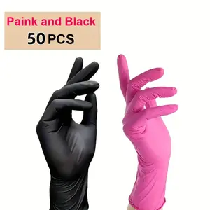50 Pcs Multi-Color Nitrile Gloves, Disposable for Kitchen, Pet Bathing, Dyeing, Manicure, Food Preparation, Essential Home Cleaning Tools, Multi Purpose Glove