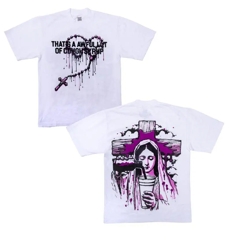 ✝️ 🖤 😂 Retro Y2K Urban Cough Syrup Vibes Graphic T-Shirt, Made From 100% Skin Friendly Pure Cotton, Classic Streetwear Apparel, S-4XL Unisex For Men Women, Trendy Daily Casual Wear Ideal Fashion Gift