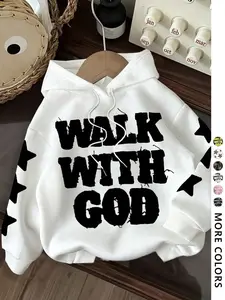 Women's Casual Minimalist Print Hooded Long Sleeve Loose Thick Pullover Sweatshirt, Fall & Winter Fashion, Versatile Streetwear StyleRAIMENTRY