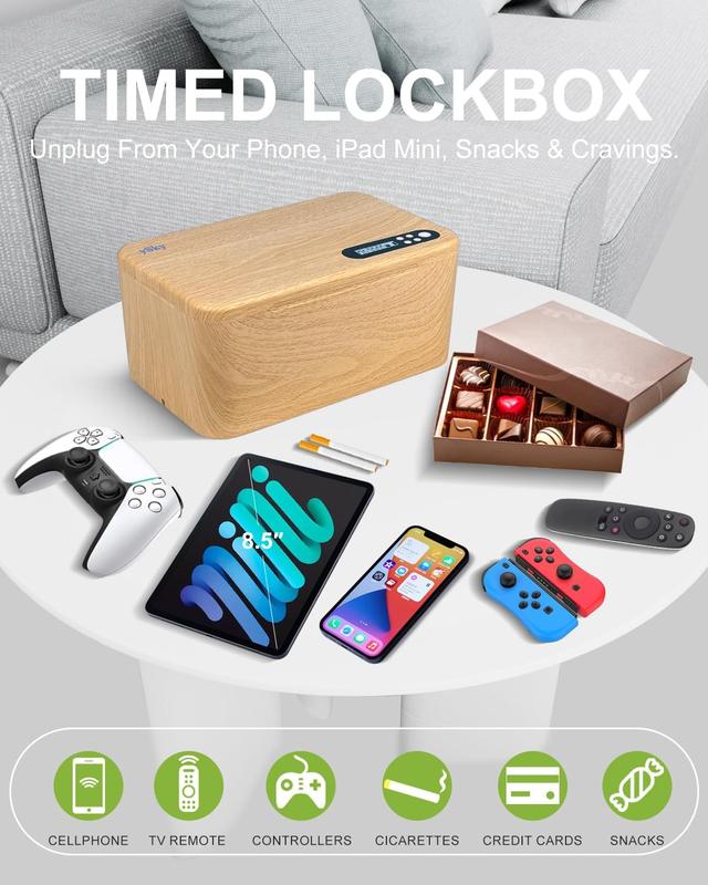 Safe Timed Lock Box, Phone Lock Box with Timer Unplug from Phones,Video ,Social Media,Snacks&Cravings,Self-Control Lockable Storage Box, Phone Locker Time Locking Container for Better Habits